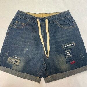 Elasticated waist jean short with drawstring
